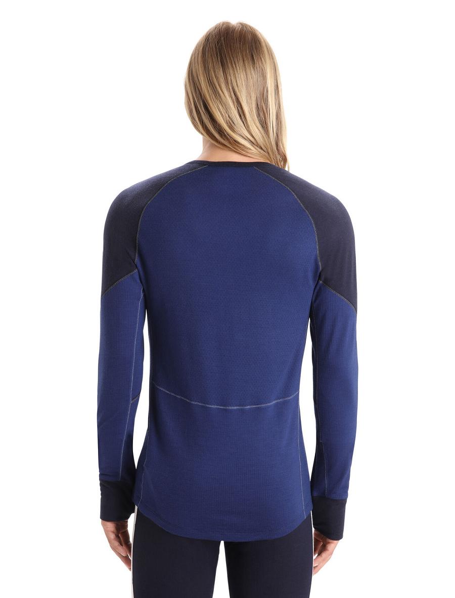 Icebreaker BodyfitZone™ Merino 260 Zone Long Sleeve Crewe Thermal Top Férfi Base Layers Sötétkék Királykék Sötétkék | HU 1381DFMN